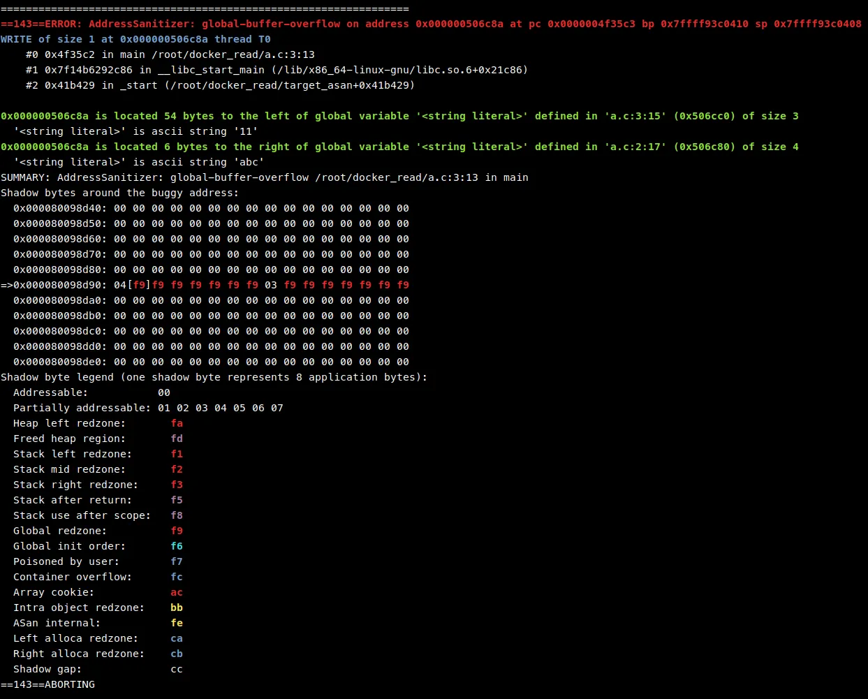AddressSanitizer 正常输出 AddressSanitizer 正常输出